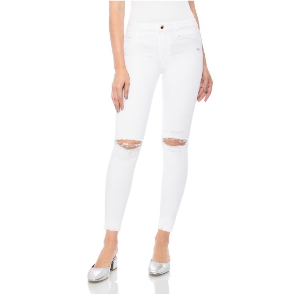 Joe’s Jeans The Charlie High Rise Skinny Ankle Distressed White Jeans Women’s 31